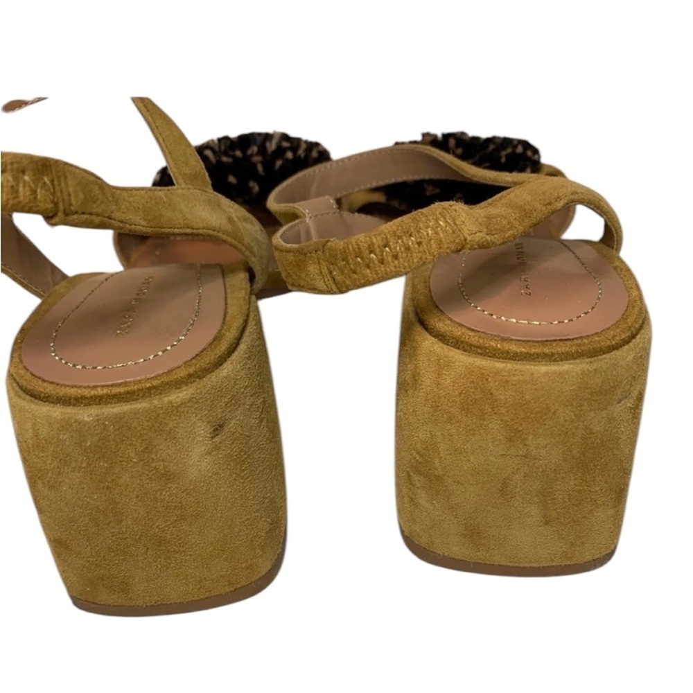 Zara Tan Raffia Pom Pom Suede Sandals- 7 - Picture 6 of 9